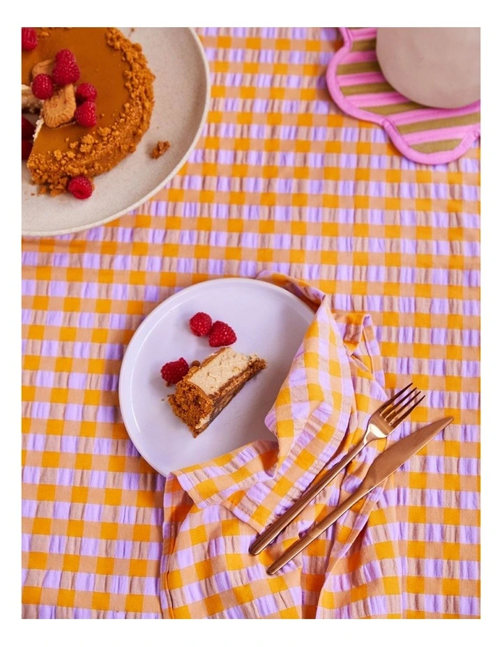 Kumquat Bloom Seersucker Square Tablecloth image 2