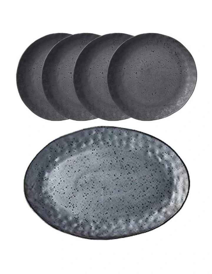 Rania Tapas Platter And Plates Set Piece Of 5 in Black image 1