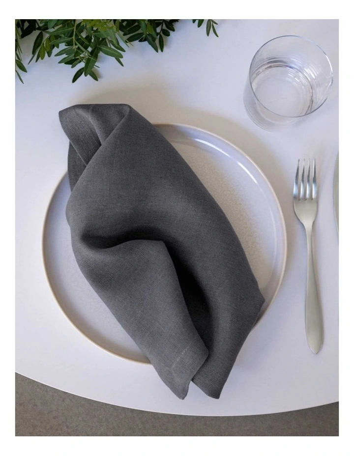 E Pure Linen Napkin Anthracite 2S image 2