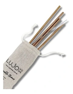 Smoothie Size Straight Reusable Straws in Rose Gold