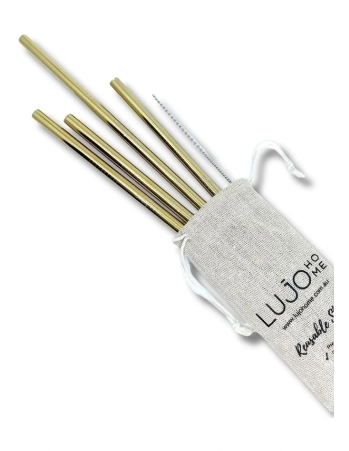 Smoothie Size Straight Reusable Straws in Gold image 1