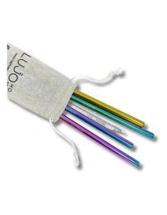 Smoothie Size Straight Reusable Straws in Rainbow