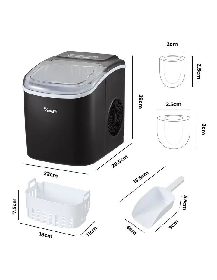 Vevare Portable Ice Maker Machine 12kg Black image 3
