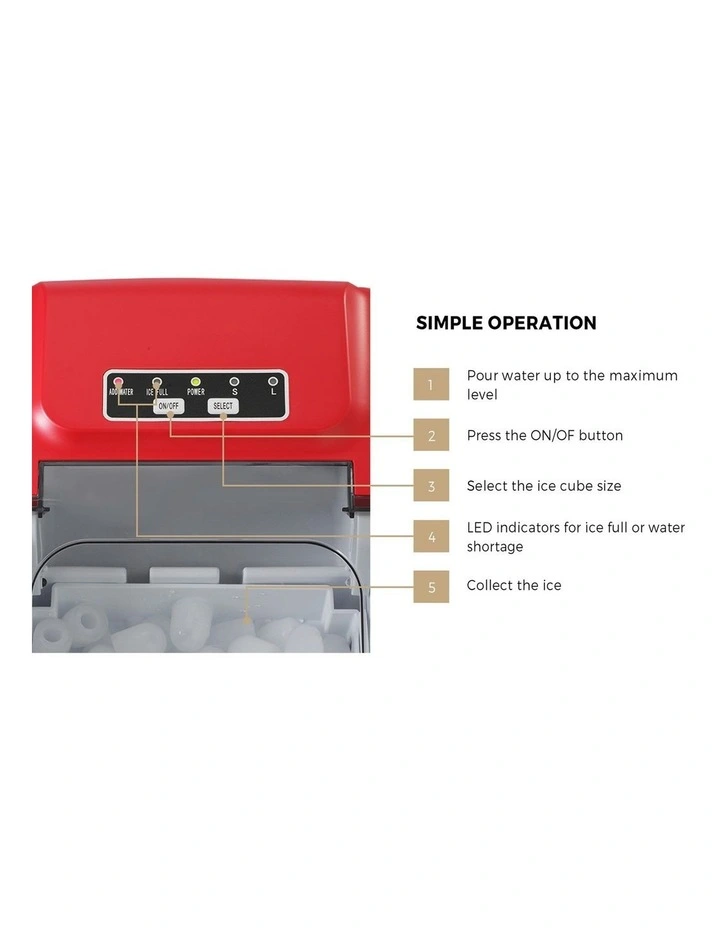 Vevare Portable Ice Maker Machine 12kg Red image 7