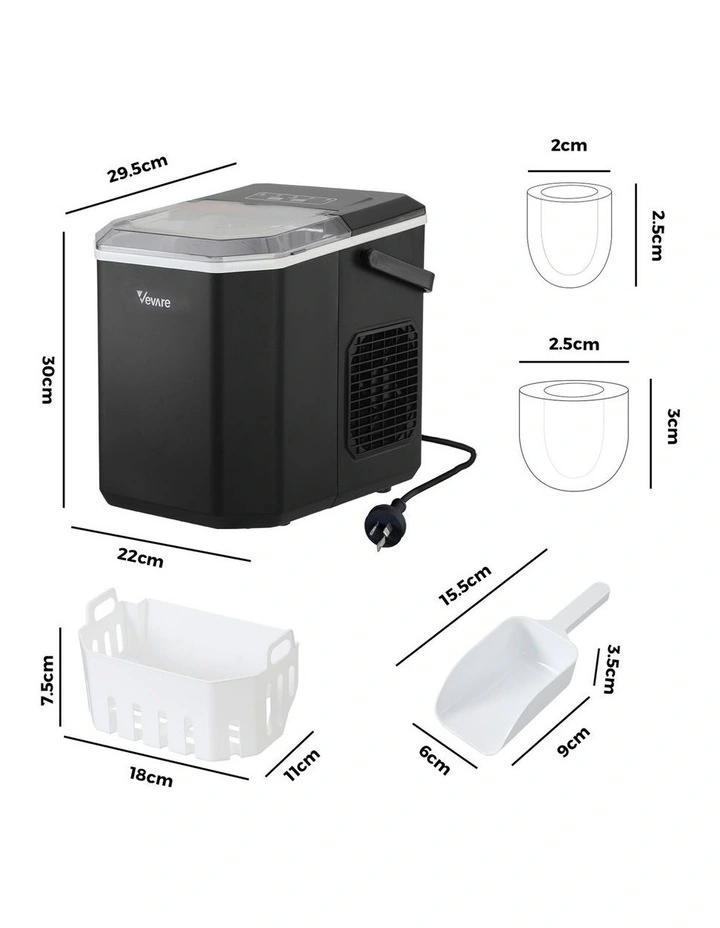 Vevare Portable Ice Maker Machine 12kg Black image 3