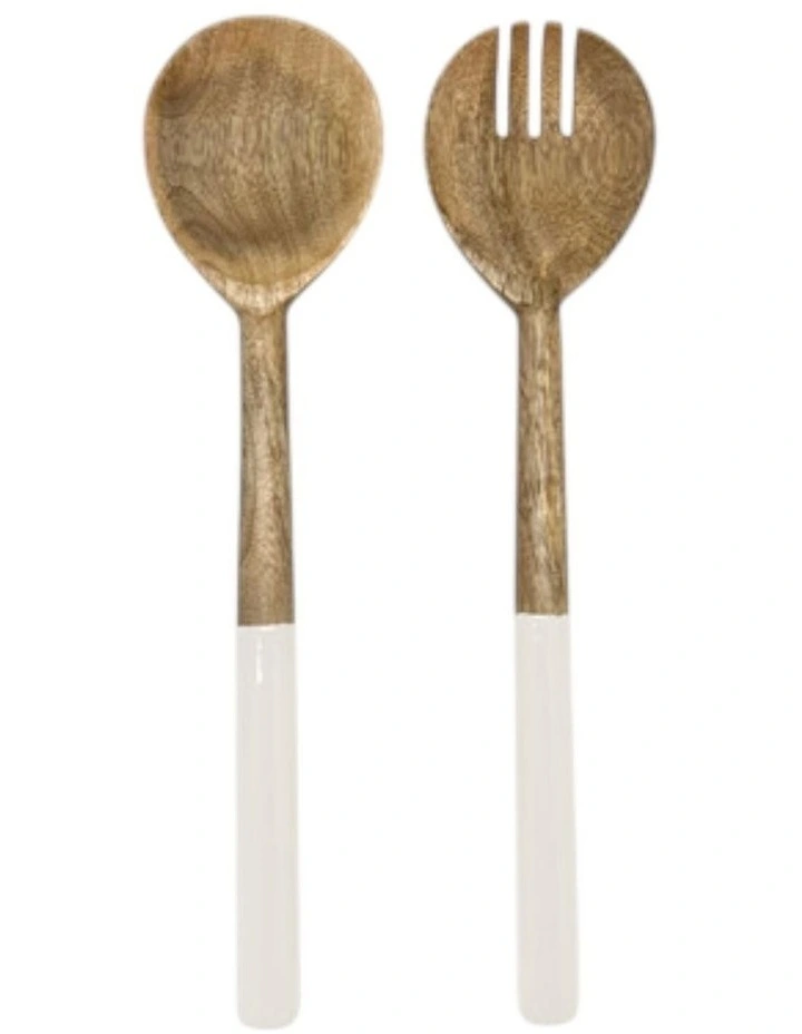 Corinne Salad Servers 30x7x3cm White & Natural image 1