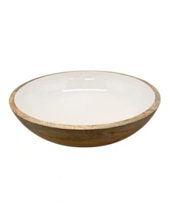 Corinne Salad Bowl 40x40x10cm White & Natural