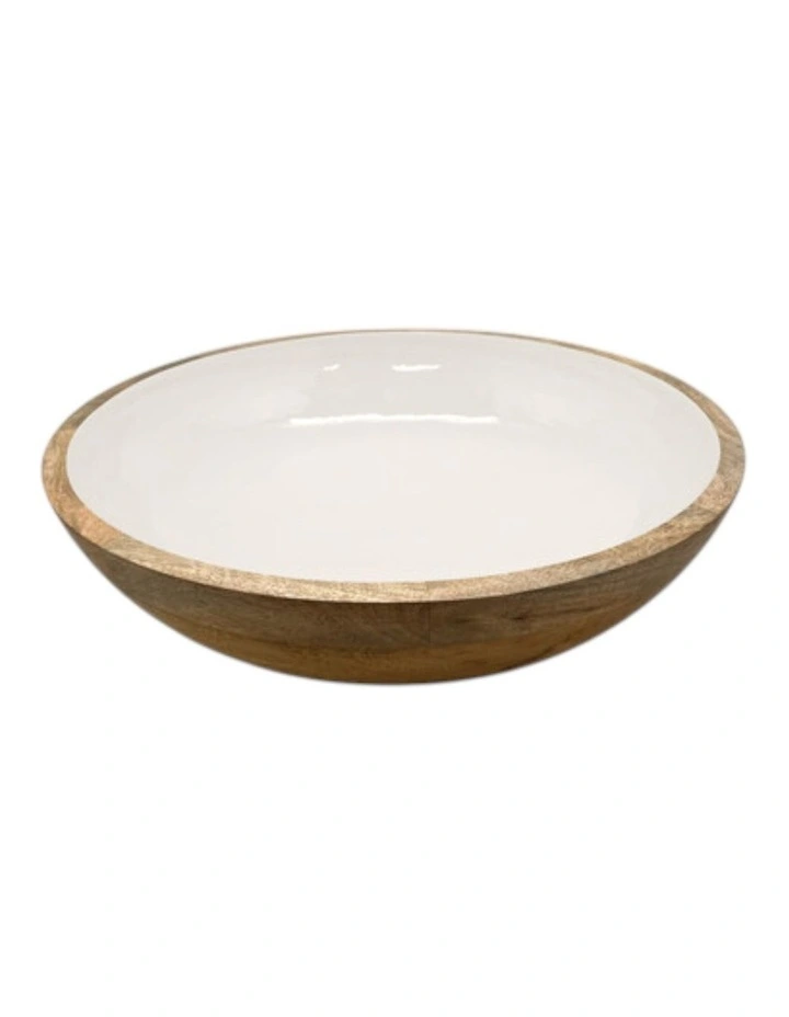 Corinne Salad Bowl 40x40x10cm White & Natural image 1