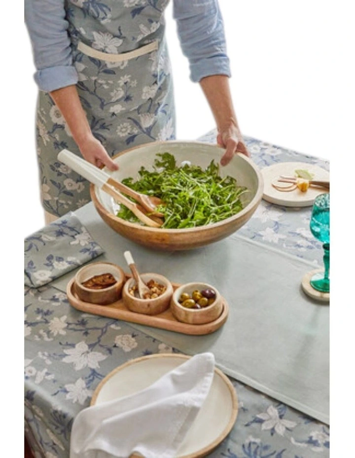 Corinne Salad Bowl 40x40x10cm White & Natural image 3