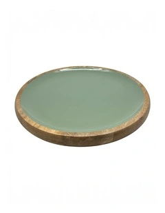 Corinne Circular Tray 35x35x3cm Green & Natural
