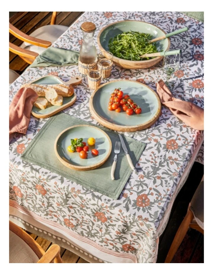 Corinne Circular Tray 35x35x3cm Green & Natural image 3
