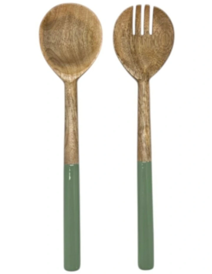 Corinne Salad Servers 30x7x3cm Green & Natural image 1