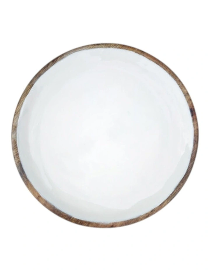 Corinne Round Serving Tray Small 26x26x2cm White & Natural image 2
