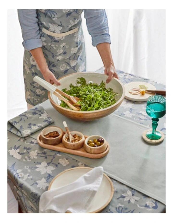 Corinne Round Serving Tray Small 26x26x2cm White & Natural image 3
