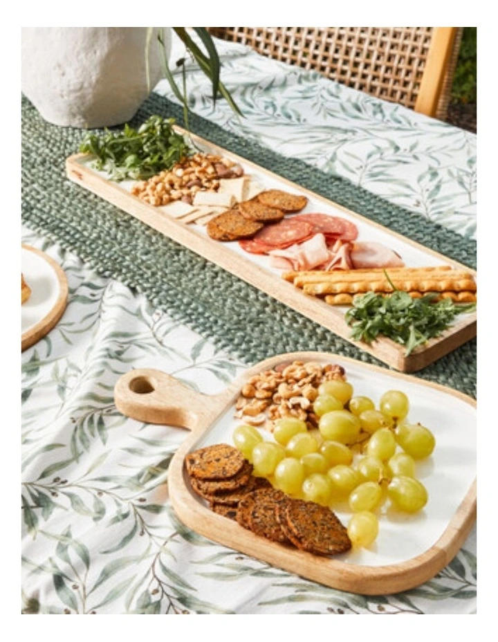 Corinne Square Tray with Handle 26x36x2.5cm White & Natural image 3