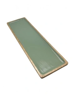 Corinne Rectangle Tray Large 60x18x2.5cm Green & Natural