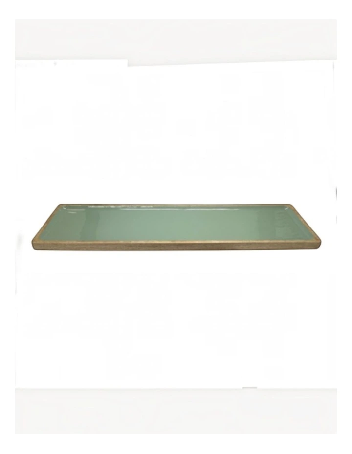Corinne Rectangle Tray Large 60x18x2.5cm Green & Natural image 2