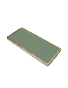 Corinne Rectangle Tray Small 40x18x2.5cm Green & Natural