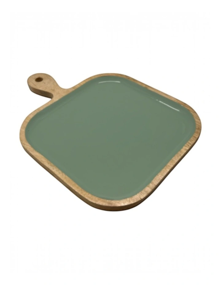 Corinne Square Tray with Handle 26x36x2.5cm Green & Natural image 2