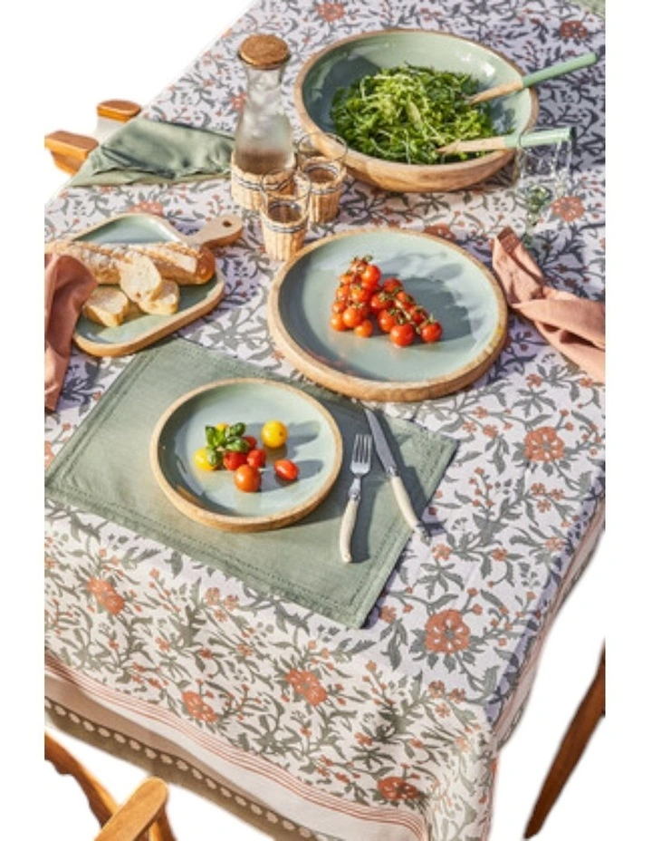 Corinne Round Serving Tray Small 26x26x2cm Green & Natural image 3