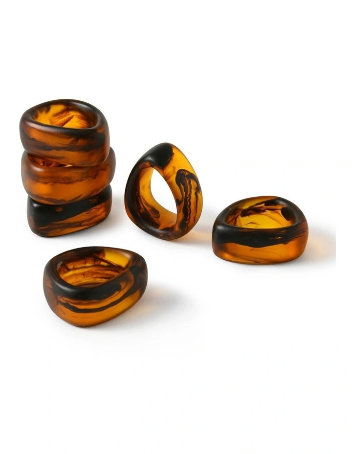Cadence & Co. Chianti Resin Napkin Rings Set of 6 in Amber image 2