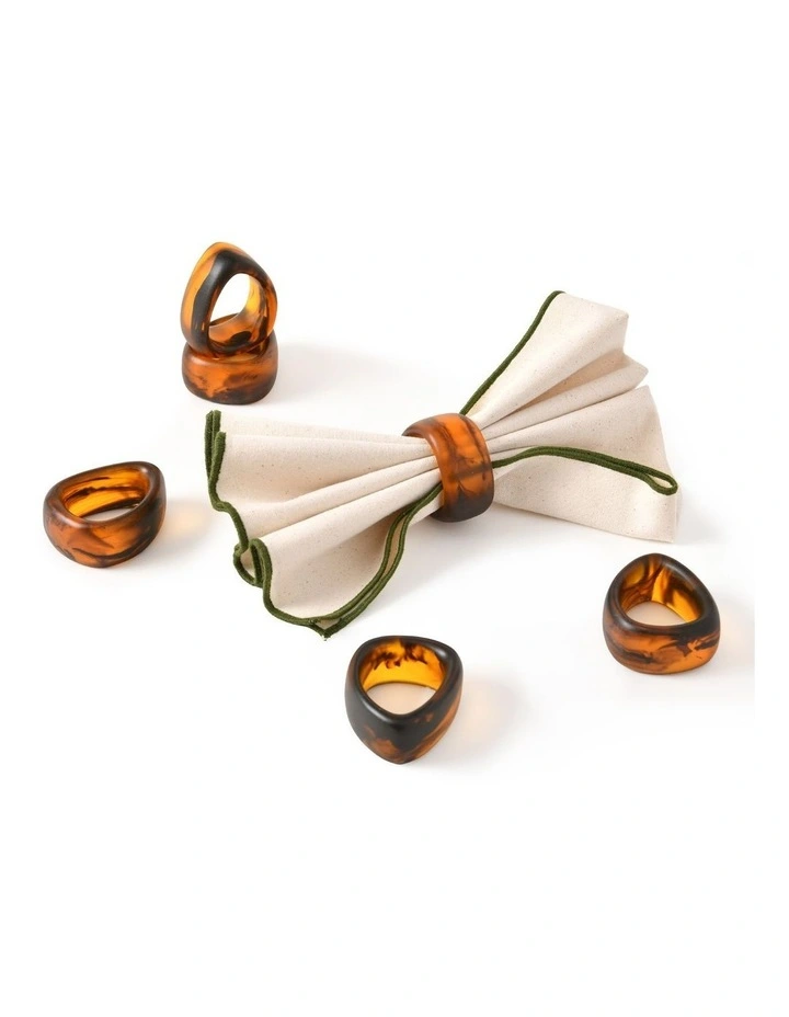 Cadence & Co. Chianti Resin Napkin Rings Set of 6 in Amber image 4