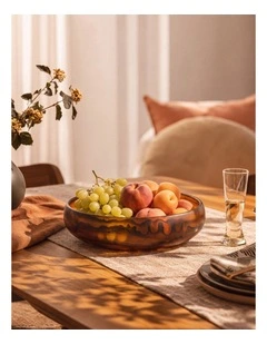 Cadence & Co. Chianti Resin Shallow Serving Bowl 29x29x7cm in Amber