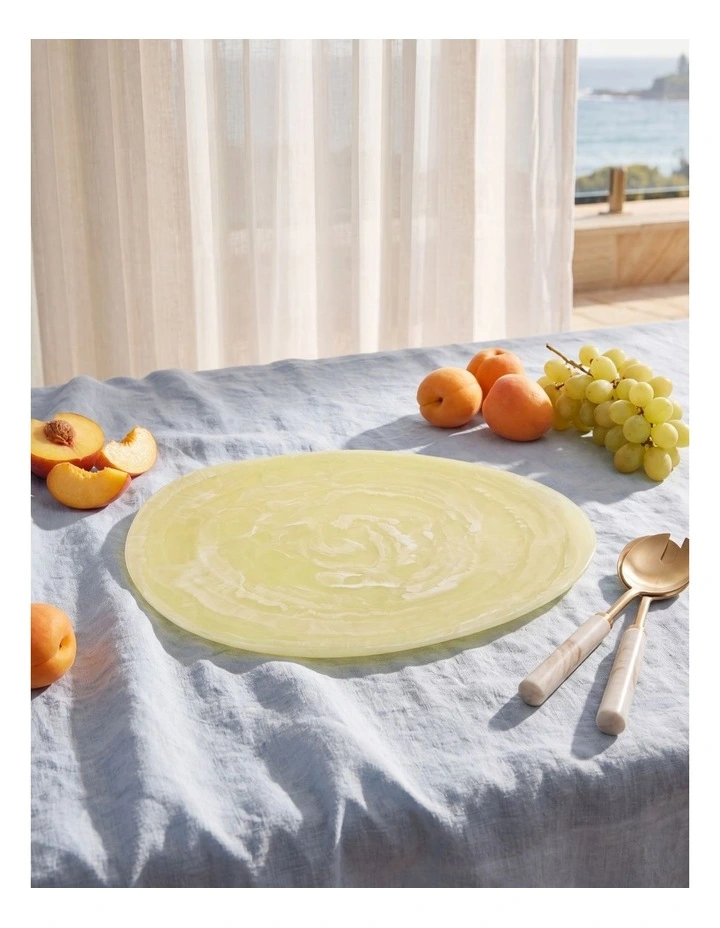 Cadence & Co. Chianti Resin Round Serving Platter 38x36cm in Lemon image 1