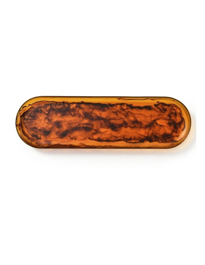 Cadence & Co. Chianti Resin Oval Serving Platter 50x15cm in Amber image 3
