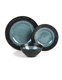 Shervin Verkil Lagoon 12-piece Stoneware Dinner Set Black/Blue