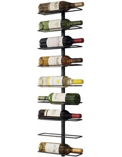 Artiss Wall Mounted Wine Rack 9 Bottles Display Storage Organizer Metal Black