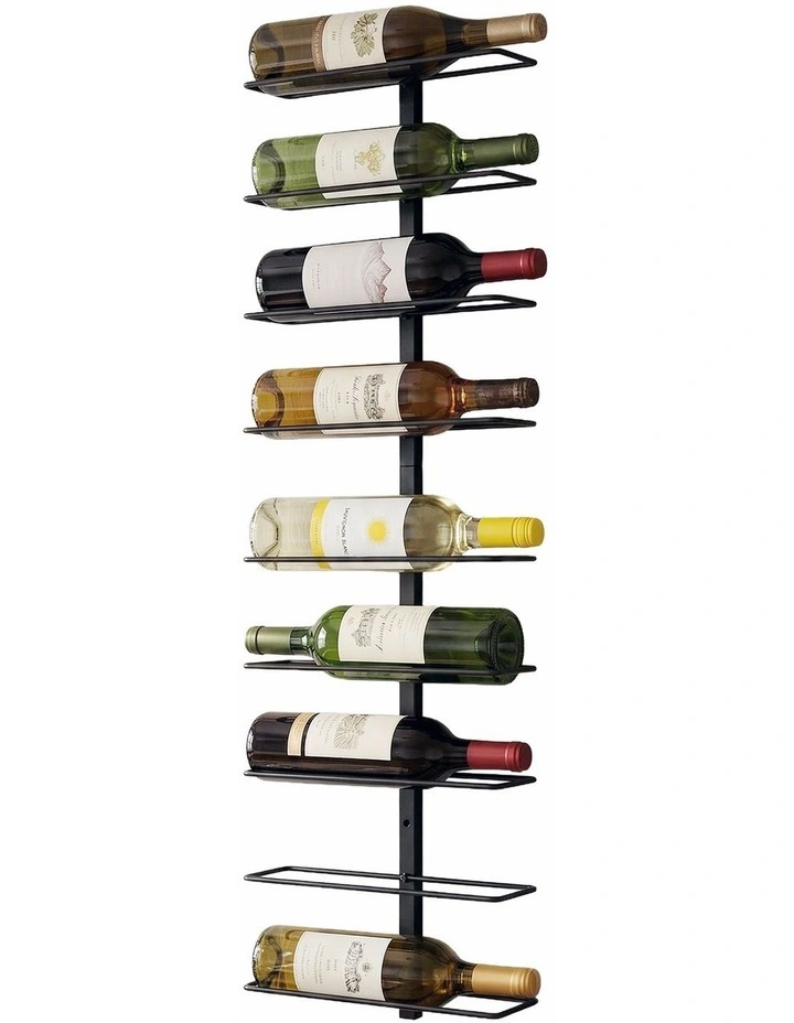 Artiss Wall Mounted Wine Rack 9 Bottles Display Storage Organizer Metal Black image 1