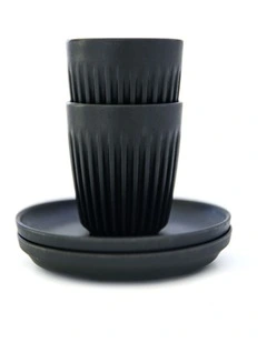 Huskee Charcoal Cup w Lid - 3oz Espresso Set