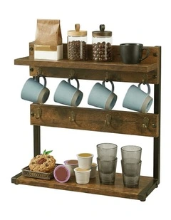 Levede Mug Holder Stand Industrial 2 Tier Countertop Mug Tree Organizer 8 Hooks