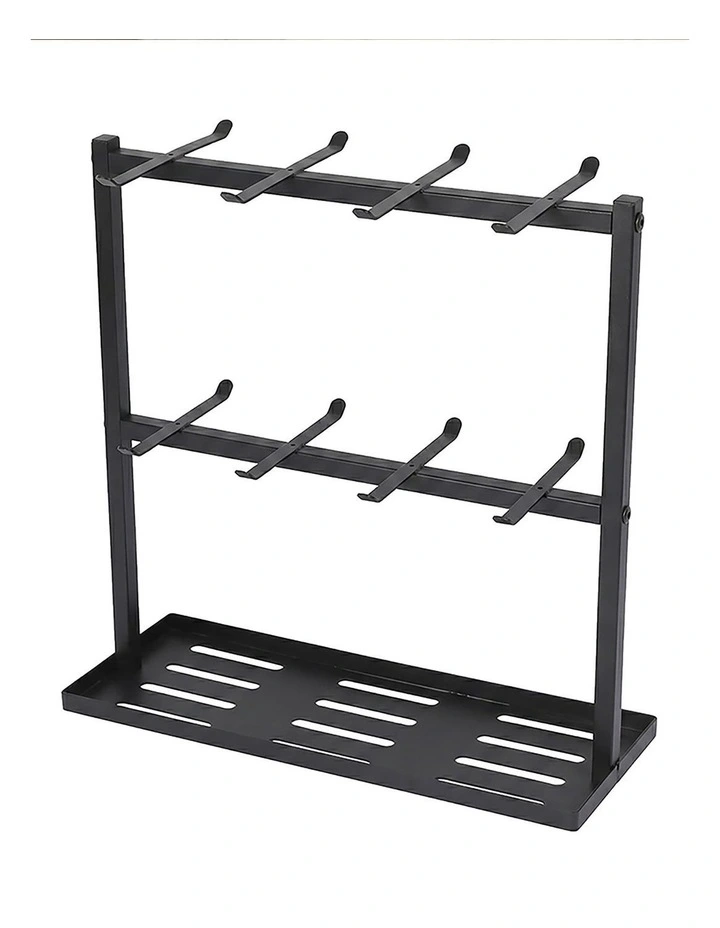 Levede Mug Rack 2 Tier 16 Hook Metal Coffee Cup Holder Stand Organizer Kitchen image 1