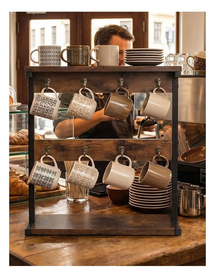 Levede Mug Rack 8 Hook Storage Holder Stand Kitchen Counter Cup Organizer Rustic image 7