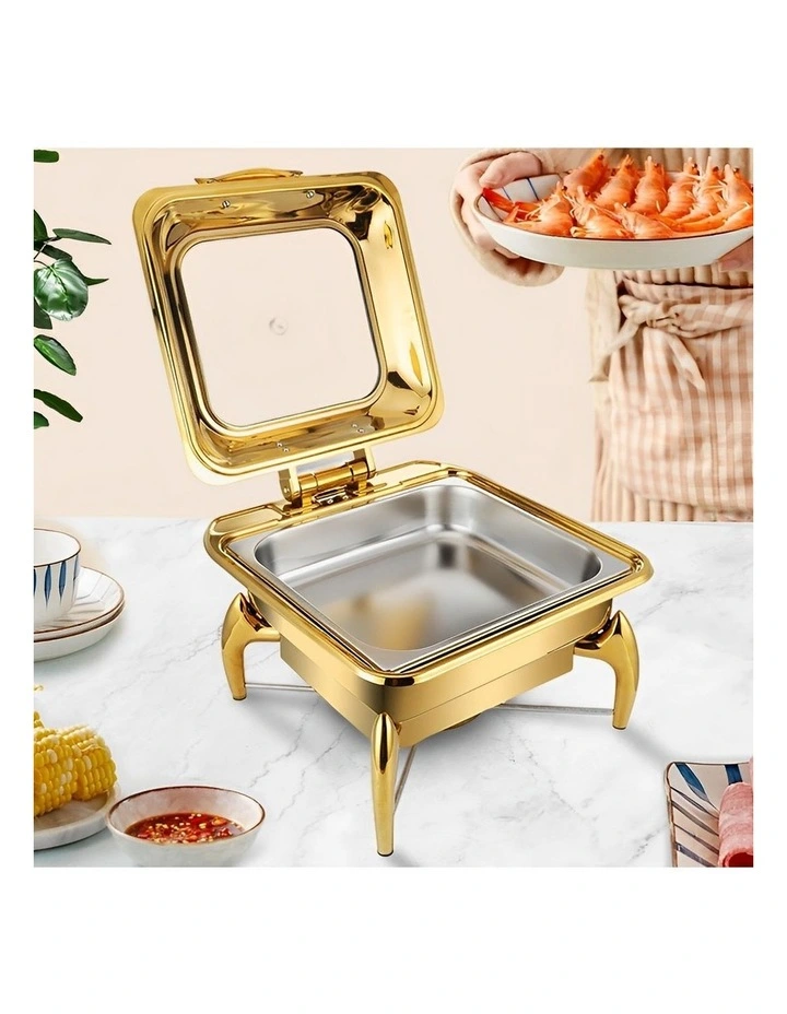 SOGA 2 Pack Square Gold Chafing Dish Stainless Steel Food Warmer image 3