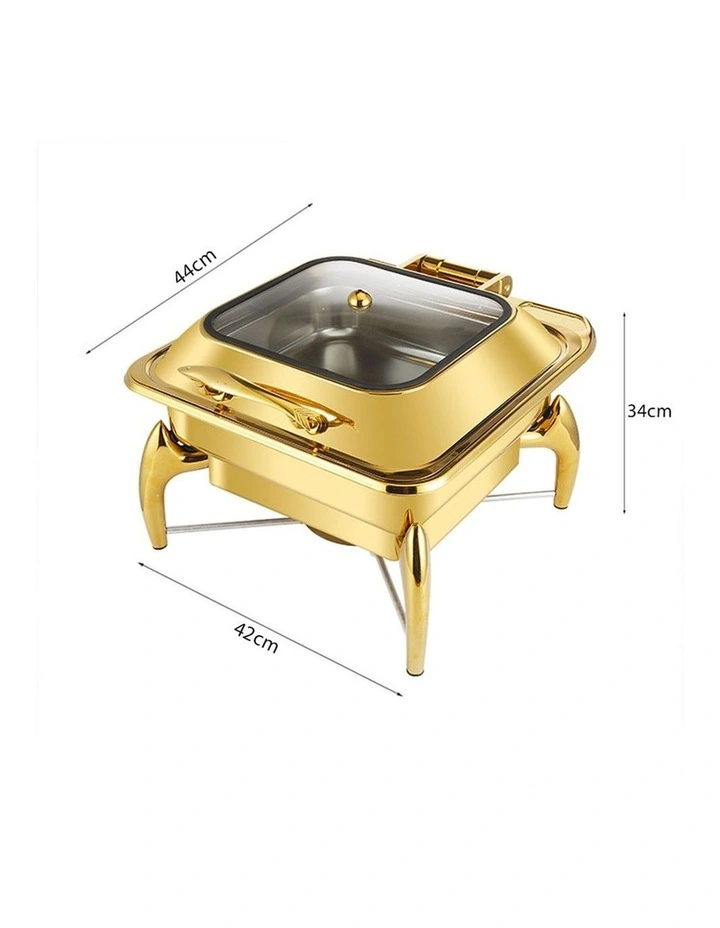 SOGA 2 Pack Square Gold Chafing Dish Stainless Steel Food Warmer image 7