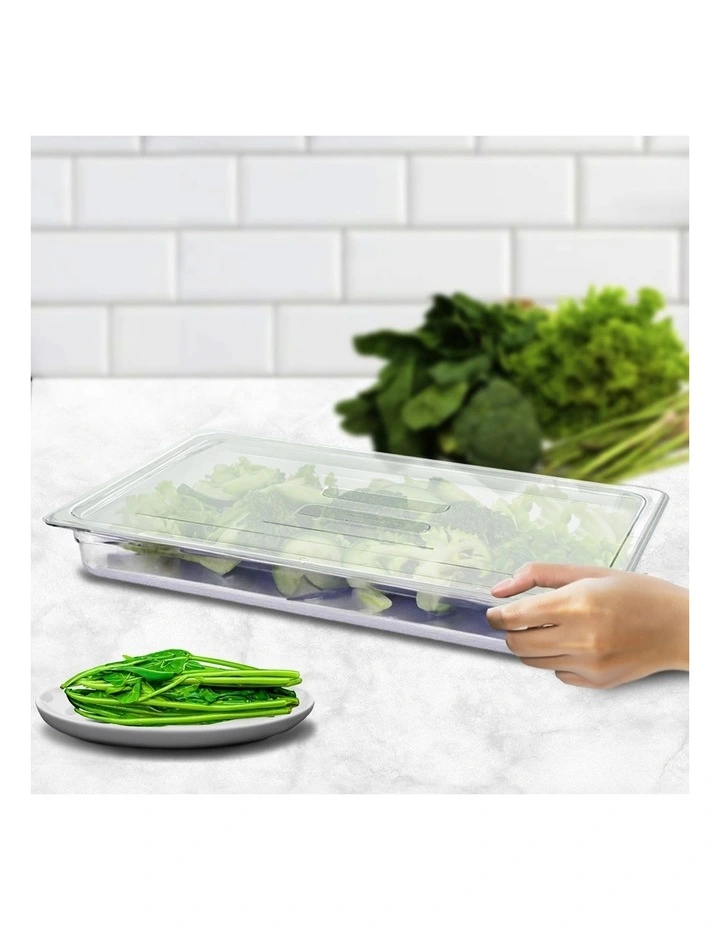 SOGA 100mm Clear Gastronorm GN Pan 1/1 Food Tray Storage Bundle of 2 with Lid image 2