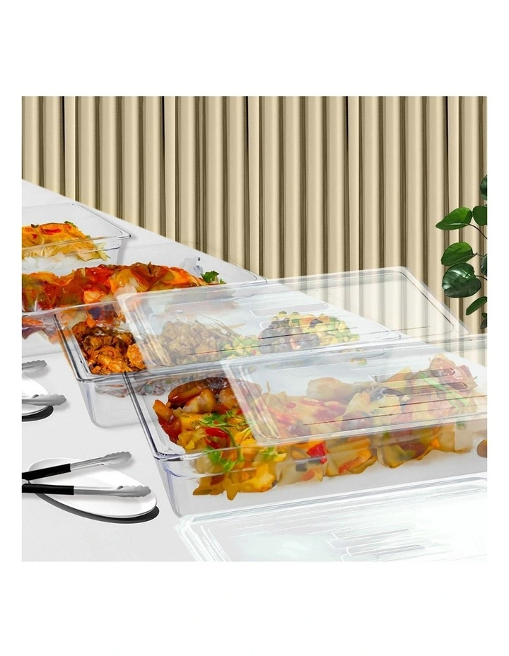SOGA 100mm Clear Gastronorm GN Pan 1/1 Food Tray Storage Bundle of 2 with Lid image 7