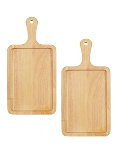 SOGA 2X 35cm Rectangular Oak Wood Serving Tray Charcuterie Board