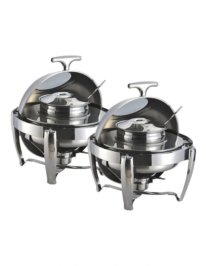 SOGA 2 Pack Round Soup Tureen Chafing Dish 6.5L Visual Lid Food Warmer image 1