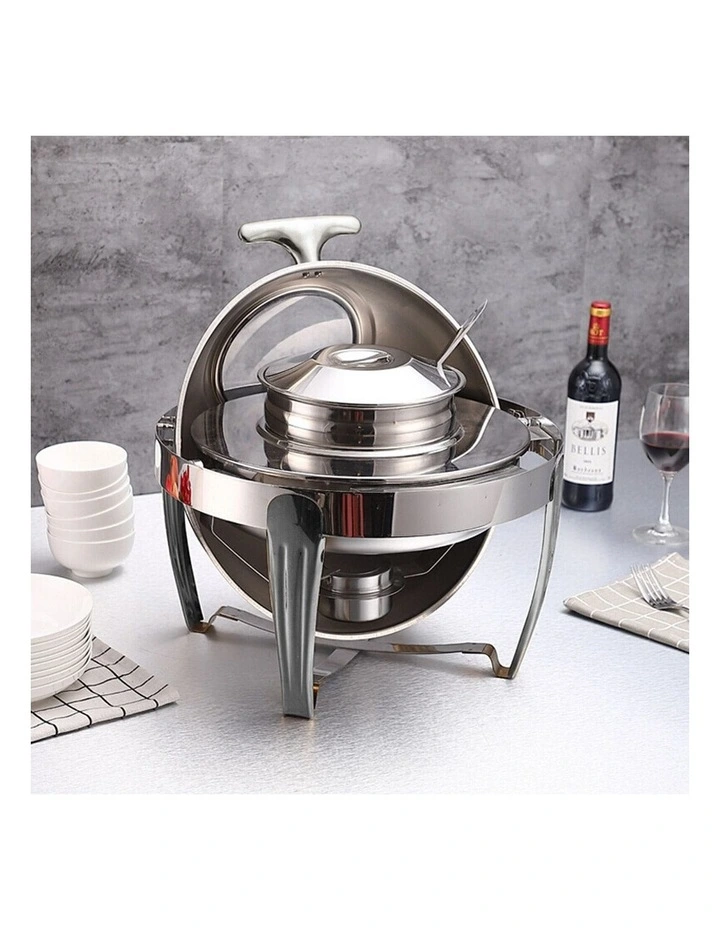 SOGA 2 Pack Round Soup Tureen Chafing Dish 6.5L Visual Lid Food Warmer image 6