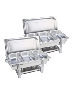 SOGA 2 Pack Chafing Dish Triple Tray Stainless Steel Food Warmer