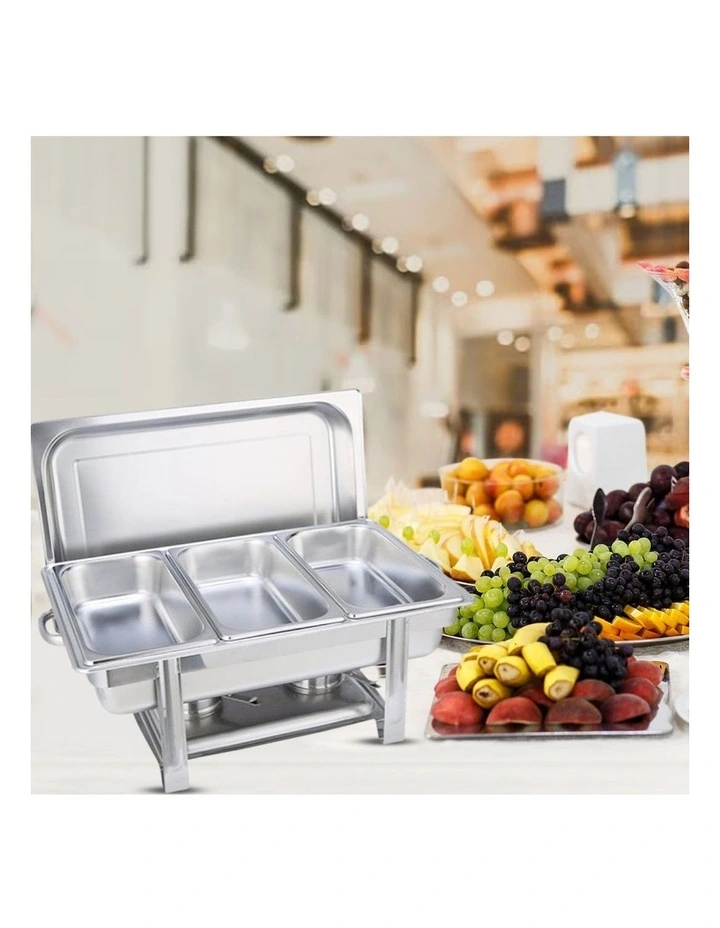 SOGA 2 Pack Chafing Dish Triple Tray Stainless Steel Food Warmer image 5