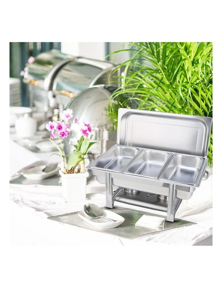 SOGA 2 Pack Chafing Dish Triple Tray Stainless Steel Food Warmer image 6