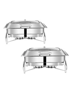 SOGA 2 Pack Rectangular Chafing Dish 9L Stainless Steel Food Warmer