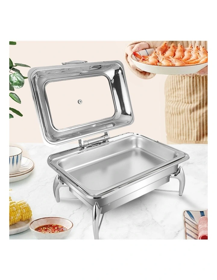 SOGA 2 Pack Rectangular Chafing Dish 9L Stainless Steel Food Warmer image 2