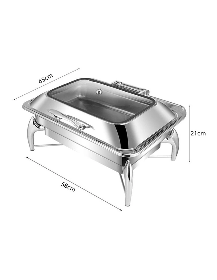 SOGA 2 Pack Rectangular Chafing Dish 9L Stainless Steel Food Warmer image 4