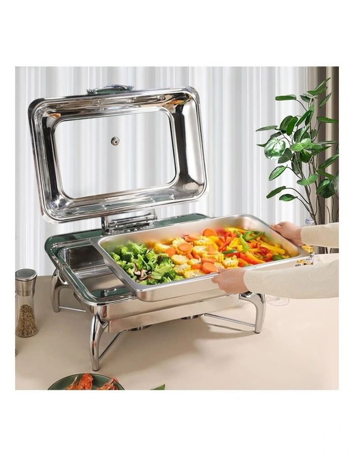 SOGA 2 Pack Rectangular Chafing Dish 9L Stainless Steel Food Warmer image 5
